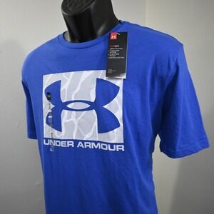 Under Armour Gym T Shirt Mens Size Large NEW Blue HeatGear Loose Short Sleeve